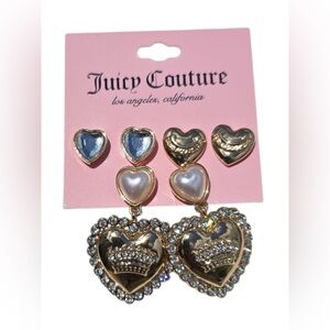 Juicy Couture 3pc Gold Heart Earrings